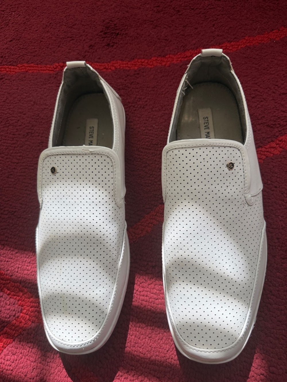 Steve Madden White Perforated Men’s Slip-On Loafers